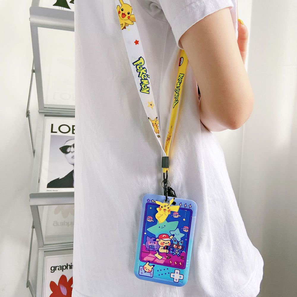 Túi đựng thẻ ID/ thẻ xe buýt in hình dễ thương kèm dây đeo cho học sinh
