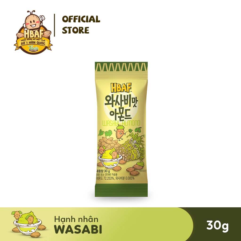 Hạt Hạnh nhân tẩm Wasabi HBAF Hàn Quốc 30g