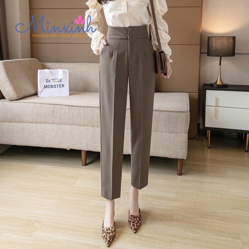 Quần Tây Công Sở 2 Khuy Dáng Baggy Nữ Ống Đứng