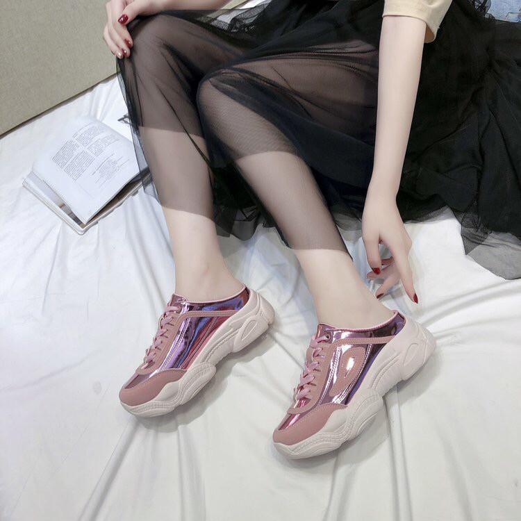 [LOẠI 1-LÓT MASSAGE] Giày sục thể thao nữ năng động độn đế cao 5cm màu bạc ánh da mềm bóng kiểu mới hot 2020 bán chạy | BigBuy360 - bigbuy360.vn