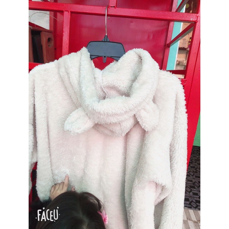 áo hoddi lông cừu dáng rộng chi nữ