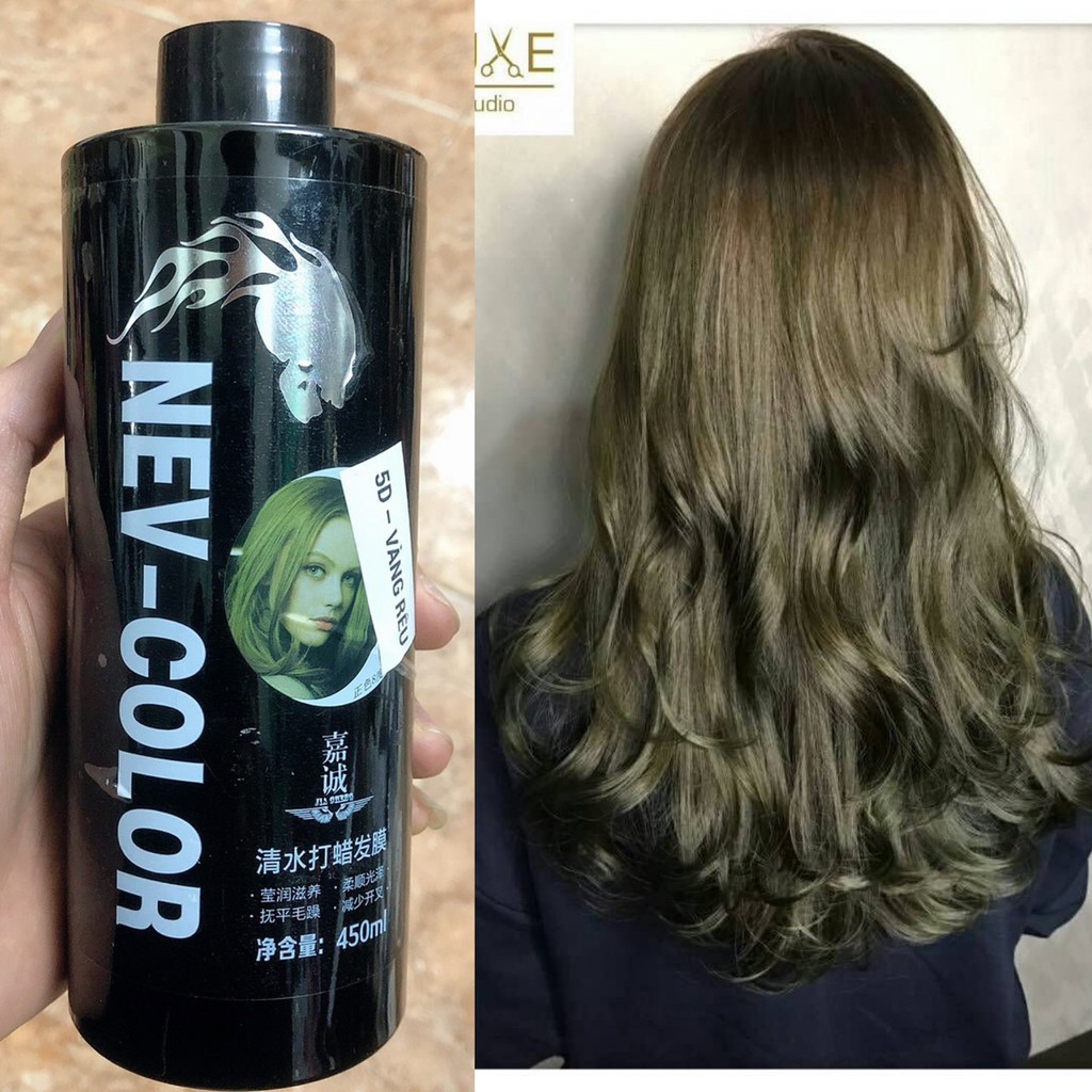 Nhuộm tóc phủ bóng màu Vàng Rêu Nev-Color 450ml - Thuốc nhuộm tóc vàng rêu