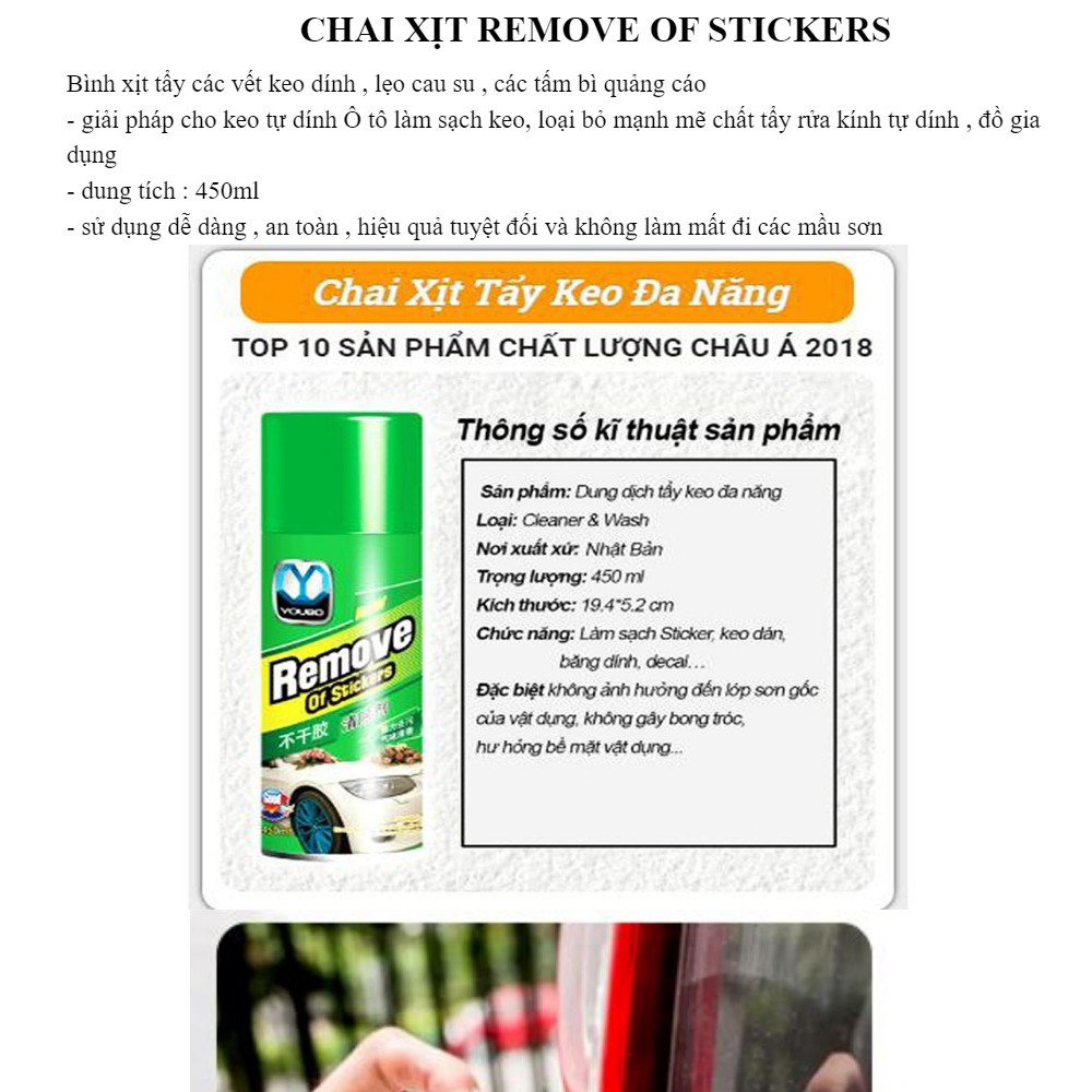 Chai xịt tẩy rửa keo ô tô – Remove of Sticker