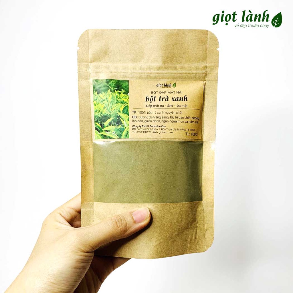 Bột Trà Xanh nguyên chất - Da trắng sáng, mịn màng Giọt Lành 100 Gram