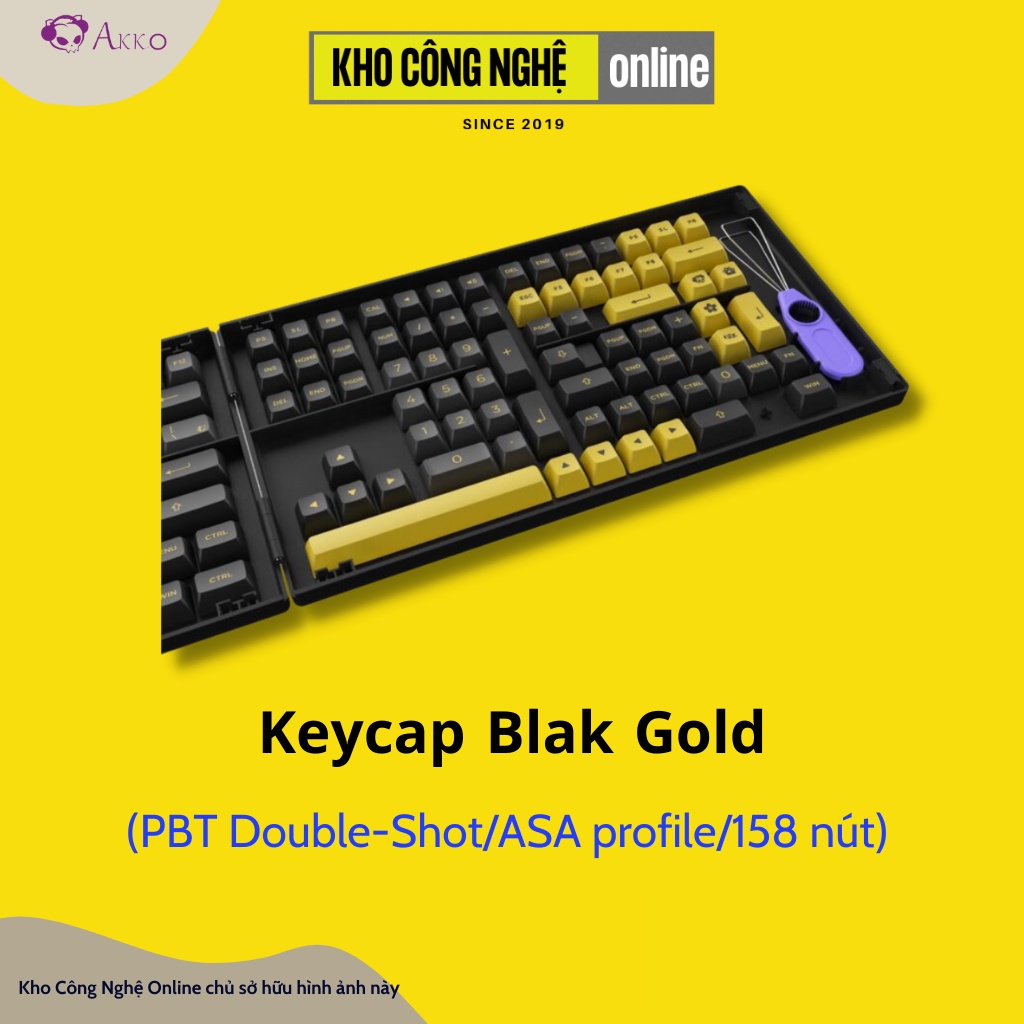 AKKO Keycap set – Black Gold (PBT Double-Shot/ASA profile/158 nút)