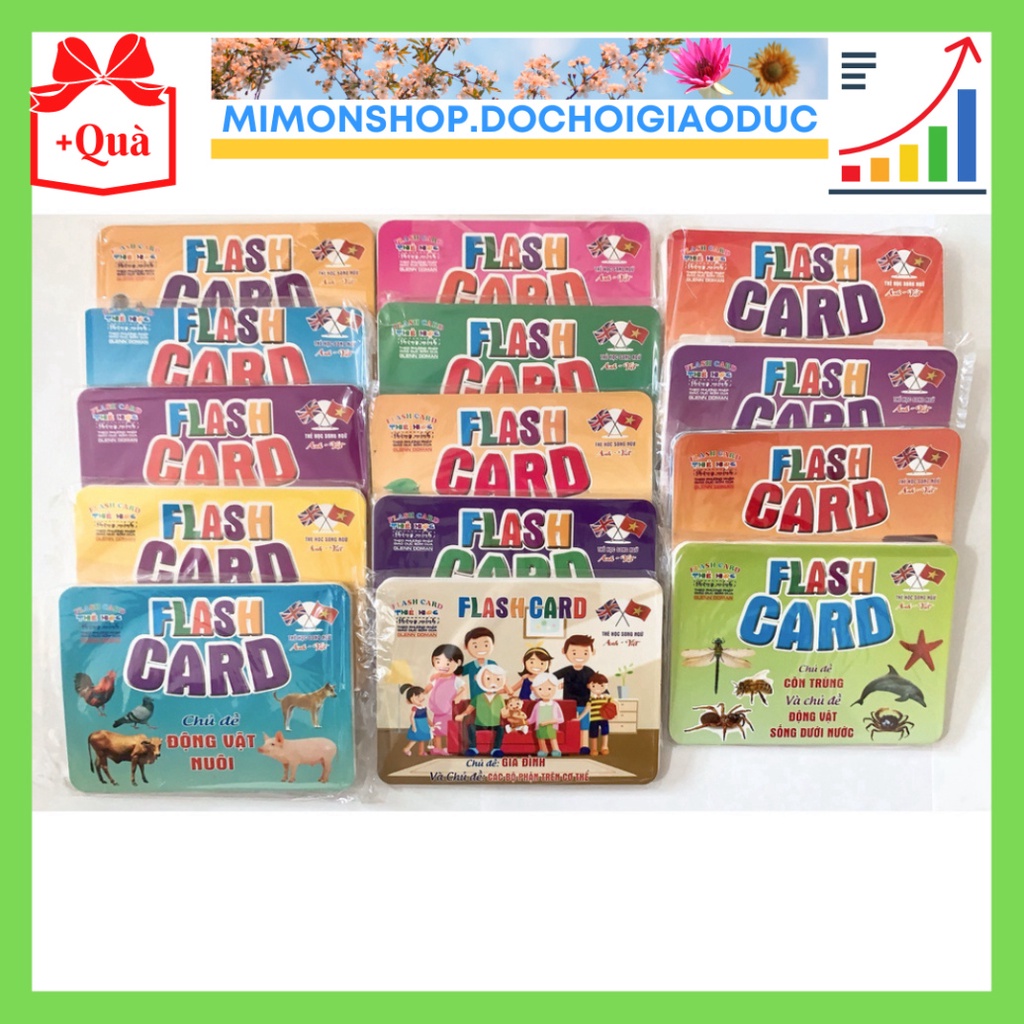 Bộ Thẻ Học Thông Minh Cho Bé 19 Chủ Đề - Thẻ Học Glenn Doman Loại To Song Ngữ Flashcard Tiếng Anh