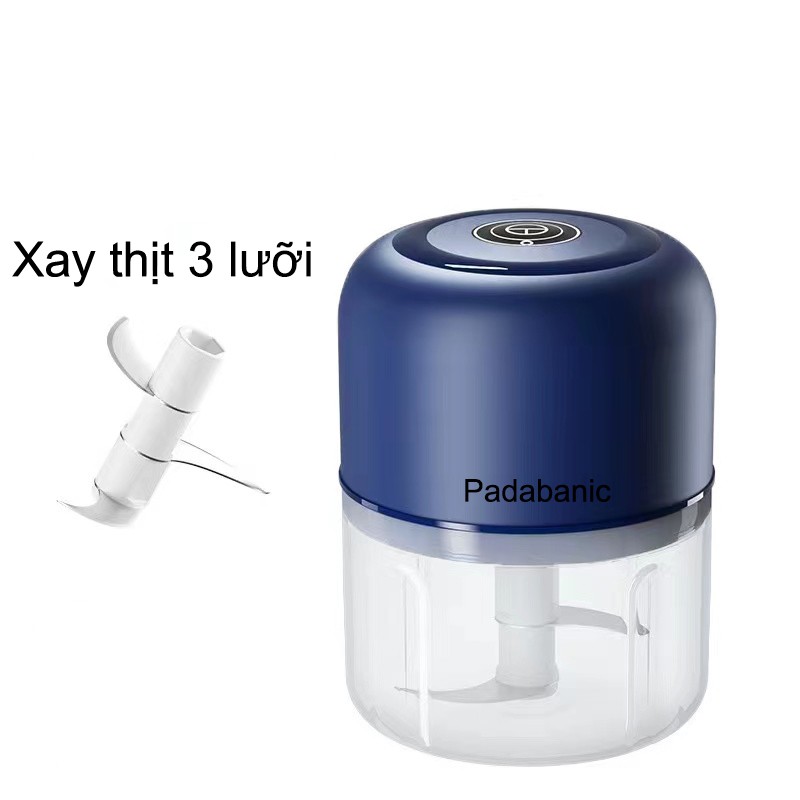 Padabanic Máy Xay Thịt Xay Tỏi Ớt Loại 3 Lưỡi / 2 Lưỡi 250ml /100 ml Nhà Bếp Đa Năng Sạc USB Tích Điện Siêu Tiện Lợi