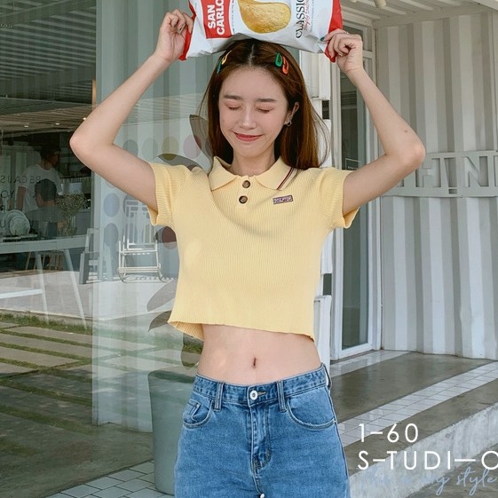 Áo thun có cổ thời trang Hàn Quốc cho nữ