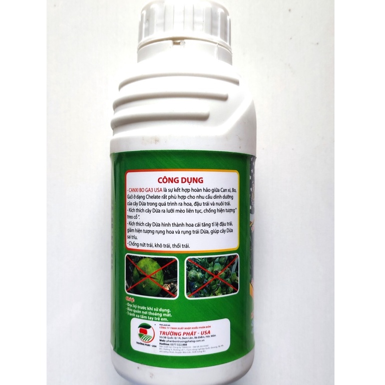 Phân CANXI BO GA3 Chuyên cây dừa , giúp đậu trái, chống thối nứt và giúp to trái