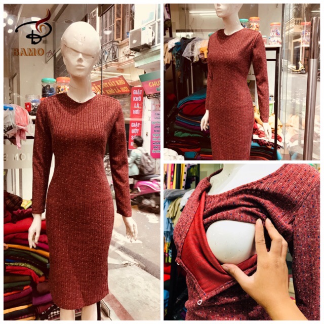 Váy len cho con bú chấm bi Bamo Art