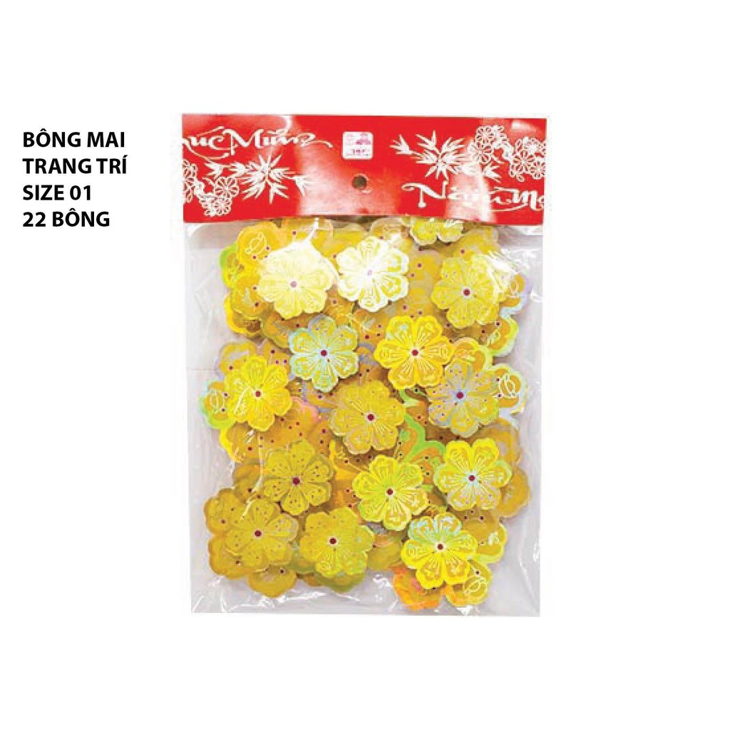 Set hình dán hoa mai vàng 3D chào Xuân- Tặng kèm keo 2 mặt