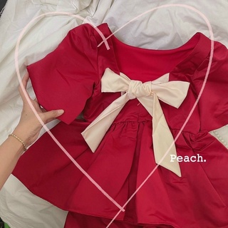 SET BBĐ ĐỎ TAY PHỒNG NƠ NUDE
