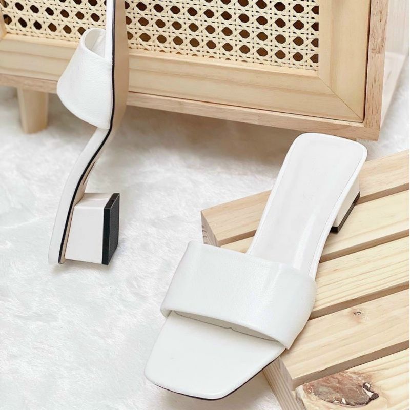 Guốc dép cao gót nữ đế vuông 3-4 phân dáng basic,giày công sở nữ hottrend 2022 VINA STORE mã SD33