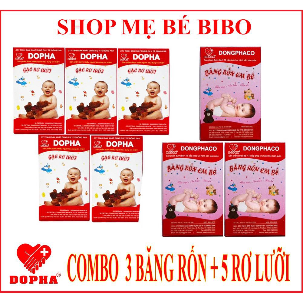 Combo 3 Hộp Gạc Rốn Cho Trẻ Sơ Sinh Và 5 Hộp Rơ Lưỡi