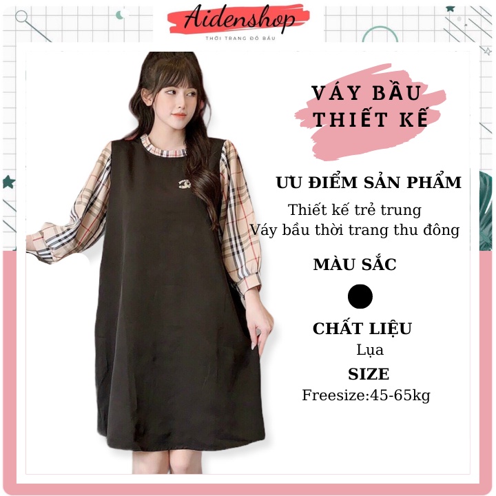 Váy bầu công sở Aidenshop đầm bầu suông thiết kế đẹp