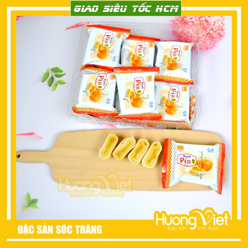 Bánh pía kim sa bí đỏ tan chảy 500g, bánh pía kim sa chay không trứng muối [TÚI 12 BÁNH]