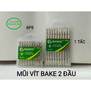 Mũi vít bake 2 đầu Rhino màu nâu / màu trắng ngắn dài