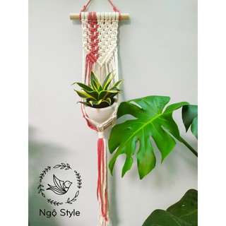 Dây treo chậu cây macrame, giỏ treo chậu cây cotton, giỏ đựng chậu cây dễ thương