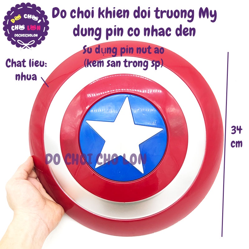 Đồ chơi khiên đội trưởng Mỹ Captain America dùng pin có nhạc đèn 62035