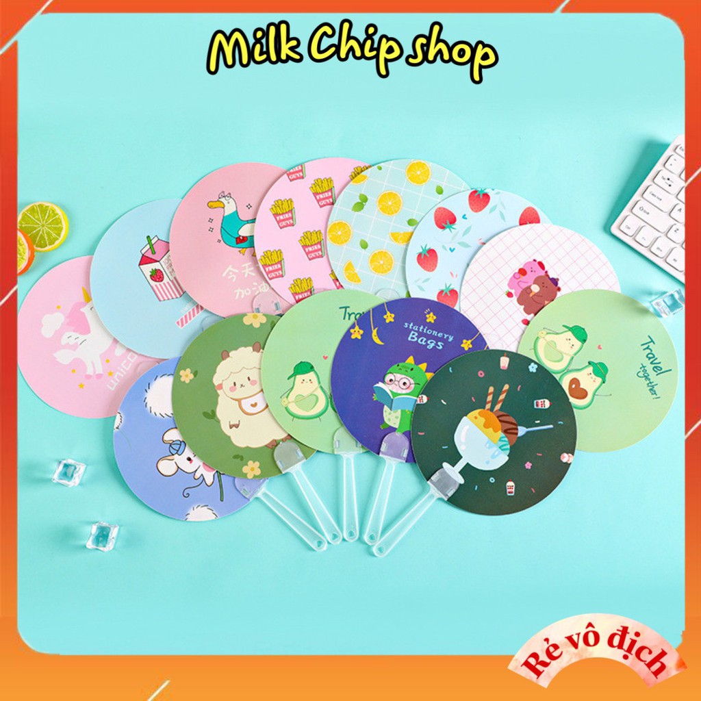 Quạt nhựa cầm tay mini nhiều hình xinh xắn dễ thương (giao mầu ngẫu nhiên) A013