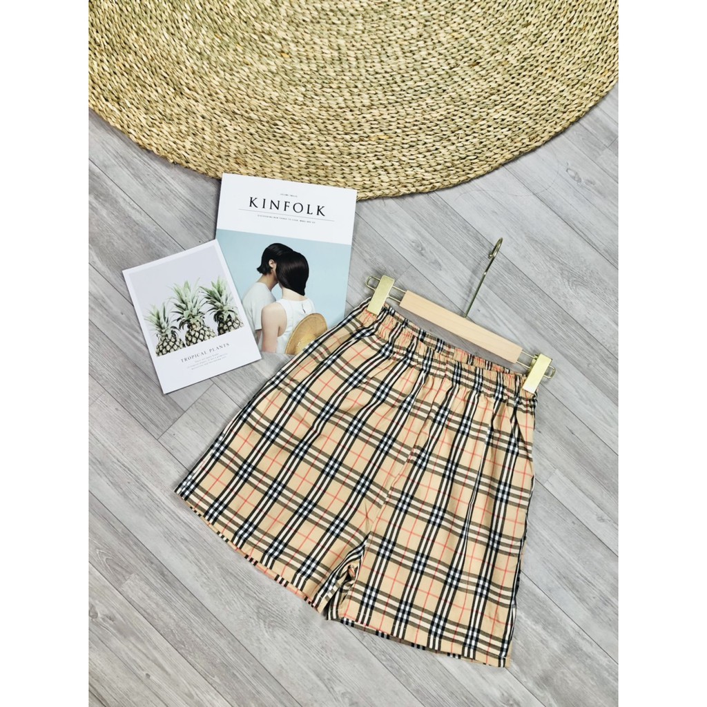 quần short nữ, kẻ caro, quần sooc nữ họa tiết kẻ coro