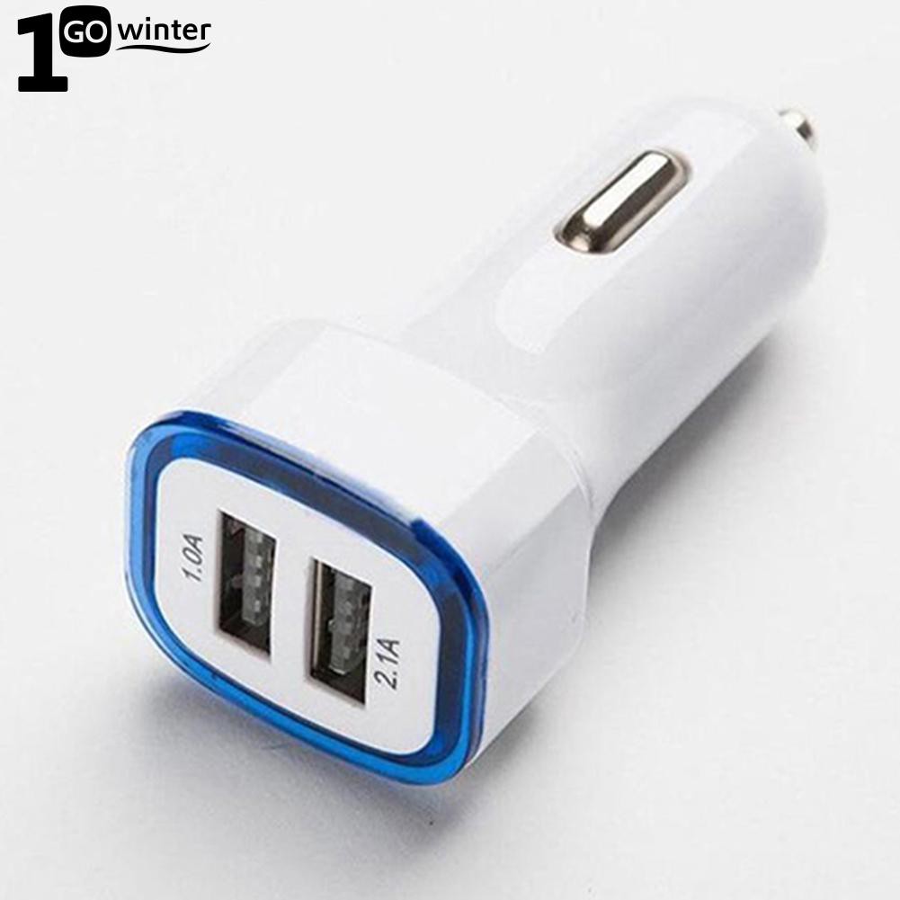 Ổ cắm sạc trên ô tô 2 cổng USB 2.1A có đèn LED