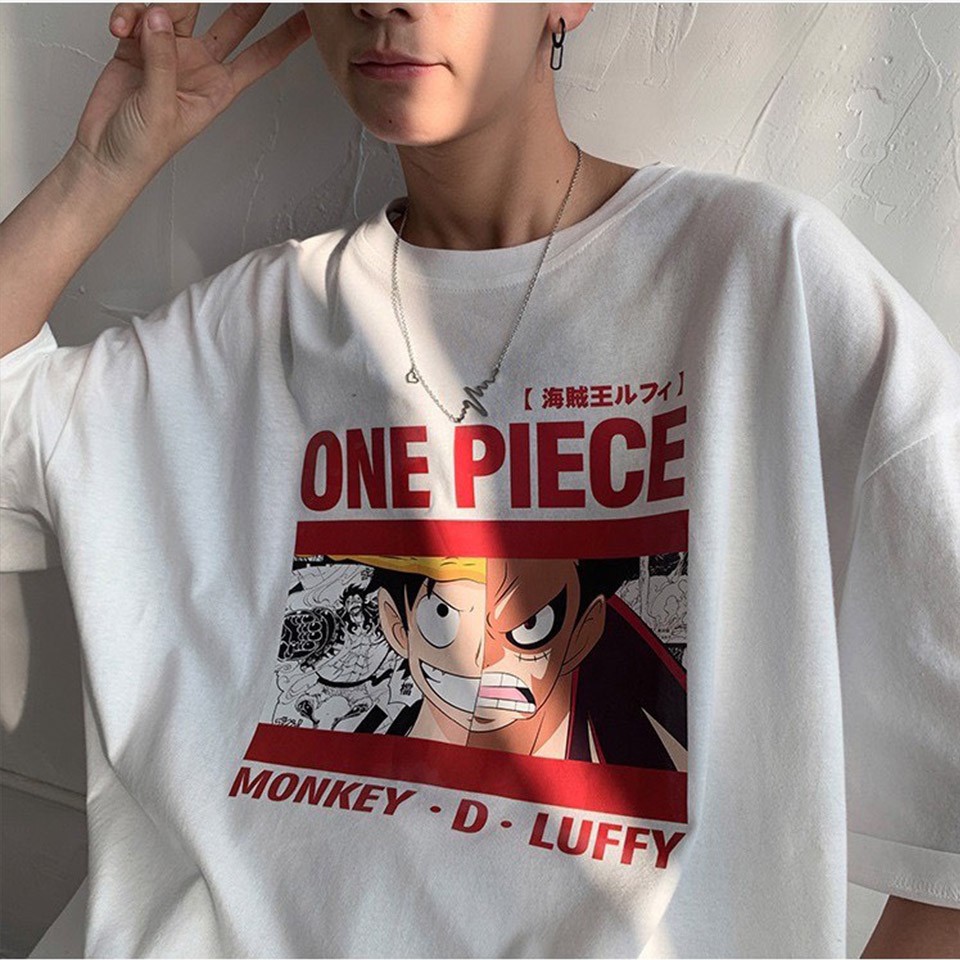 Áo thun tay lỡ form rộng hình Luffy | Áo One Piece tay lỡ unisex đẹp AC7