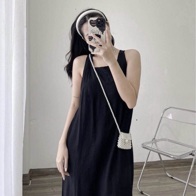 Đầm Nữ, Đầm Hai Dây Suông Dáng Dài Cổ Vuông Dây Xoắn Lưng Tinh Tế Phong Cách Hàn Quốc - Mary Dress