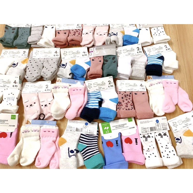 set 2   tất nỉ xù dày size 6-9m 9-18m 2-3y