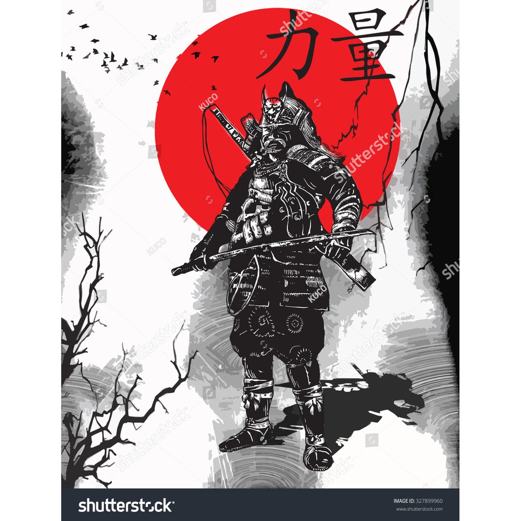 Tranh lụa 3d Samurai Nhật Bản SMRNB-01