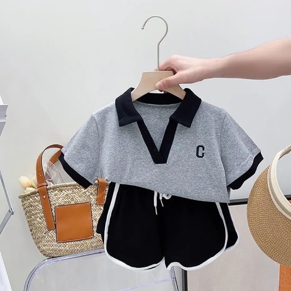 Bộ Áo polo Ngắn Tay + Quần short Thể Thao Mùa Hè Hàn Quốc 2022 Mới Cho Bé Gái