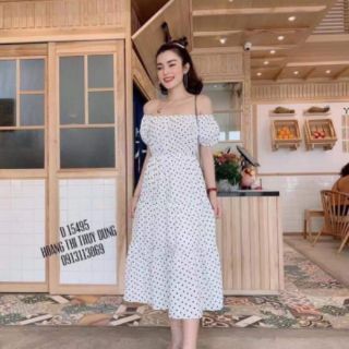 Váy maxi bi tầng trễ vai - Mặc đc 2 kiểu