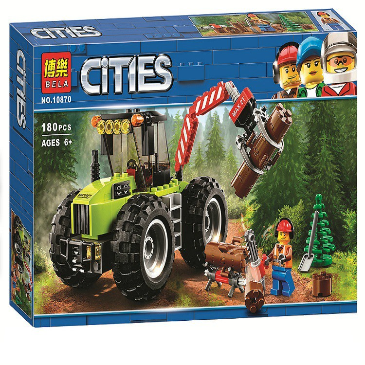 Bộ Xếp Hình City Bela 10870 - Lắp Ráp Xe Khai Thác Gỗ 180 Chi Tiết