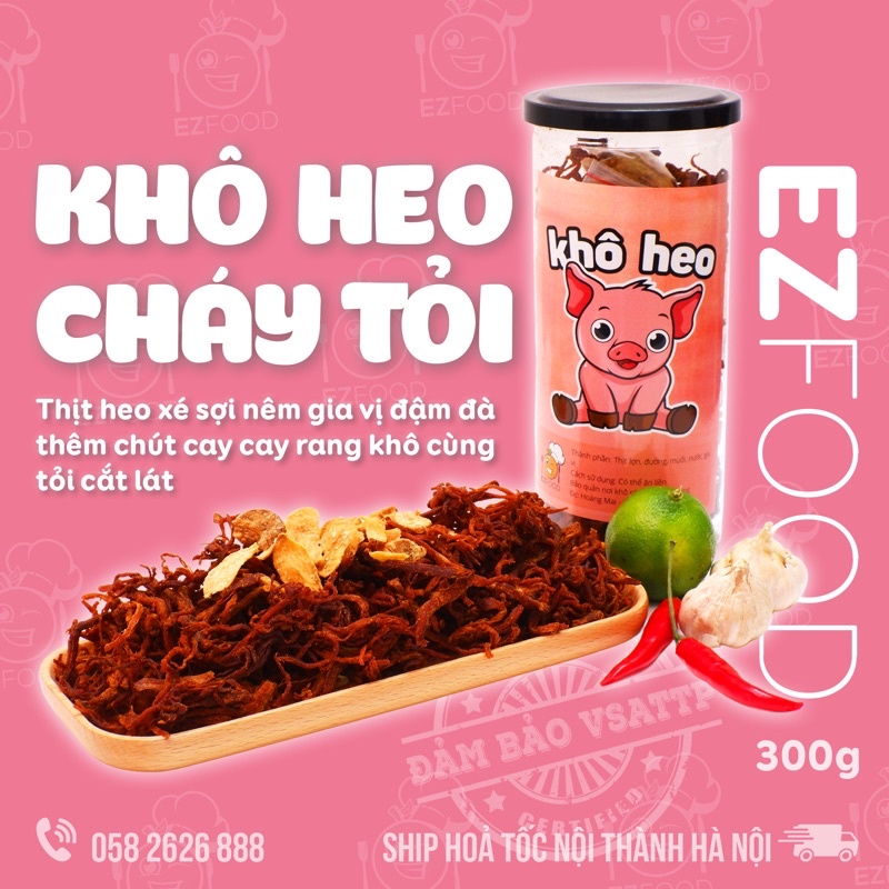 Khô heo, khô lợn cháy bơ tỏi 300g EZFoods (cay vừa) đồ ăn vặt Hà Nội vừa ngon vừa rẻ | BigBuy360 - bigbuy360.vn