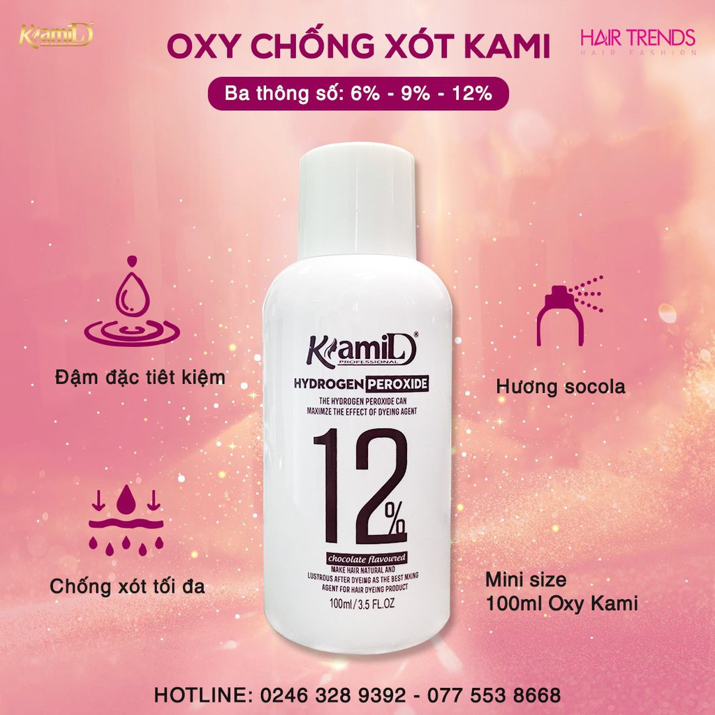 (CHÍNH HÃNG) Oxi nhuộm (trợ nhuộm) chống xót KAMI- hương socola (lọ nhỏ 100ml)