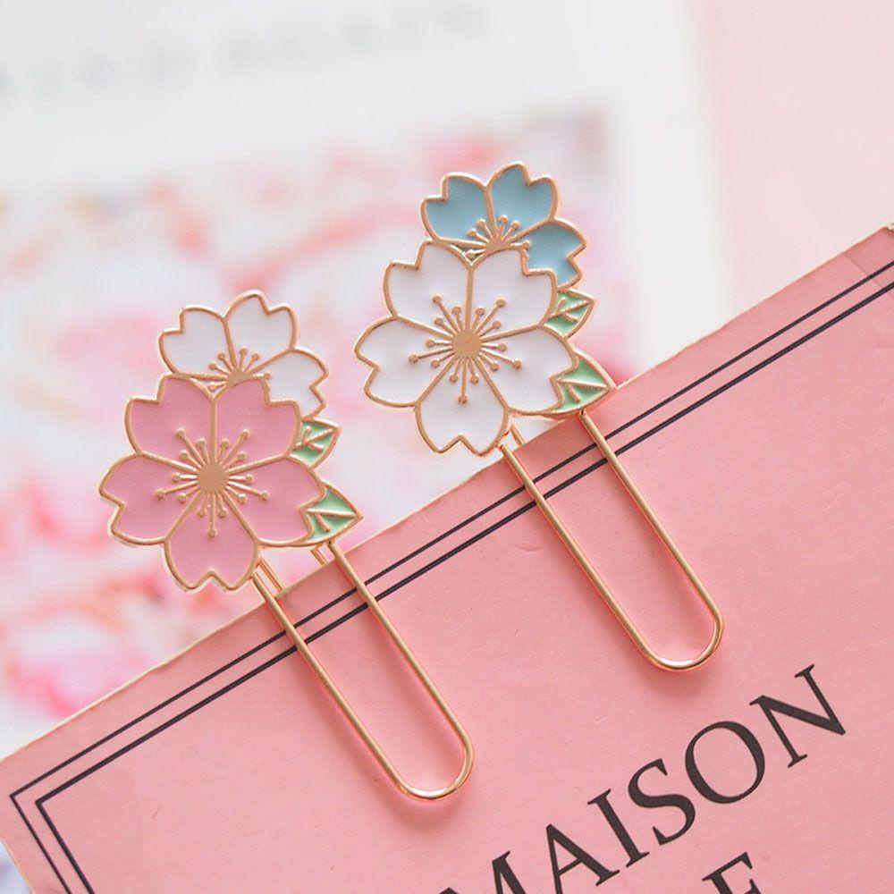 ELEGANT Kẹp Giấy Đánh Dấu Trang Sách Hình Hoa Anh Đào Nhiều Màu Sắc Sáng Tạo