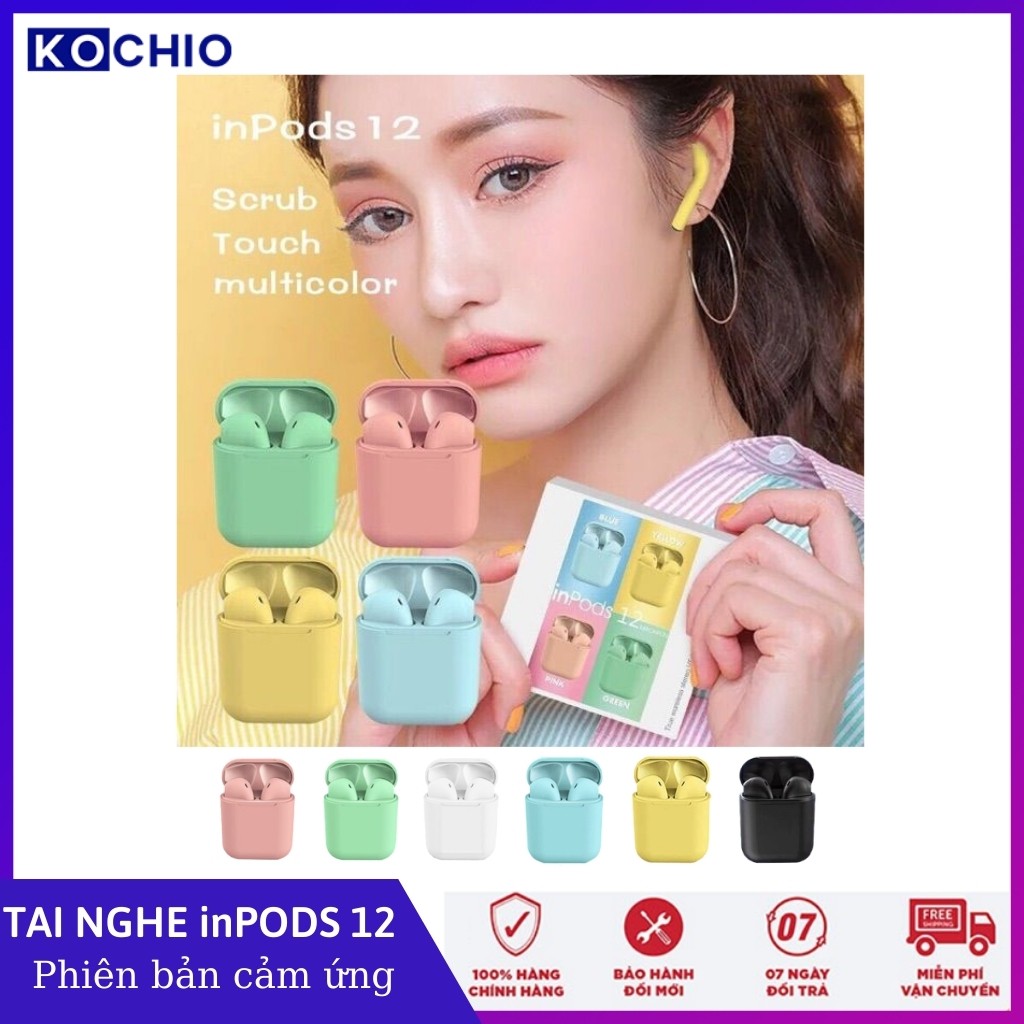 Tai nghe inPods 12 - Tai nghe blutooth không dây có tăng giảm âm lượng, phiên bản cảm ứng , nhiều màu-Kochioshop
