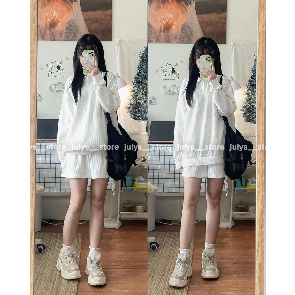 SET áo polo quần đùi thun tổ ong thể thao
