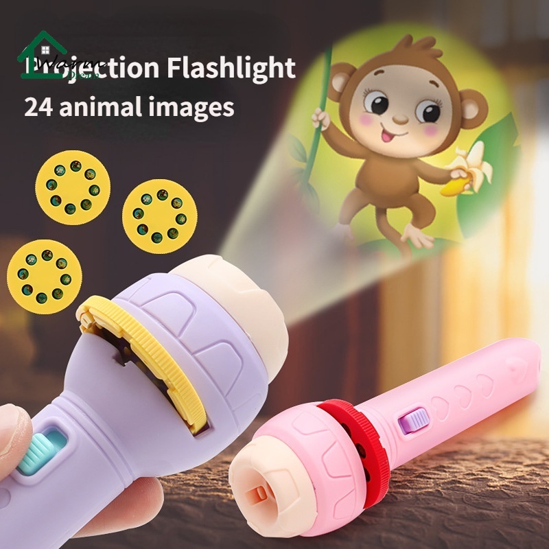 Đèn Pin Chiếu 24 Hình Động Vật Vui Nhộn Làm Đồ Chơi Cho Trẻ