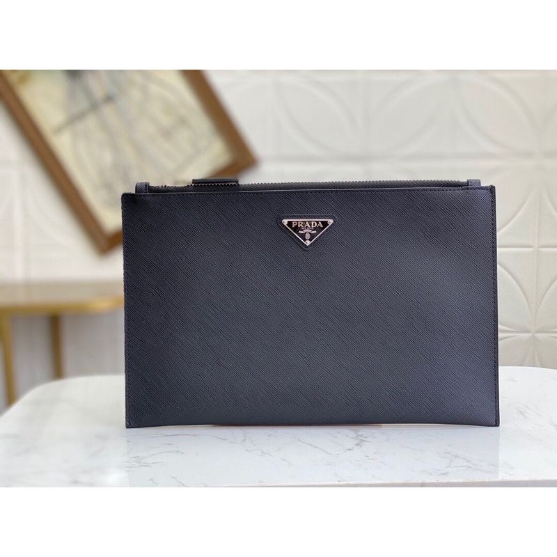 Clutch cho nam thương hiệu Prada Lampo da thật cao cấp