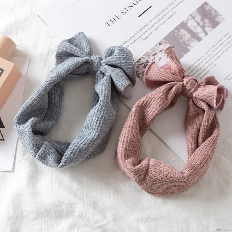 Băng đô nơ màu trơn dễ thương cho bé gái