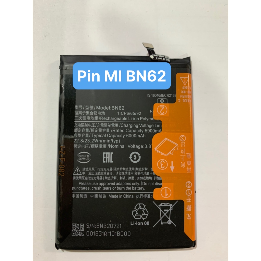 Pin zin MỚI điện thoại xiaomi redmi 9T/ NOTE 9 4G / NOTE 9 5G/ POCO M3-MÃ BN62
