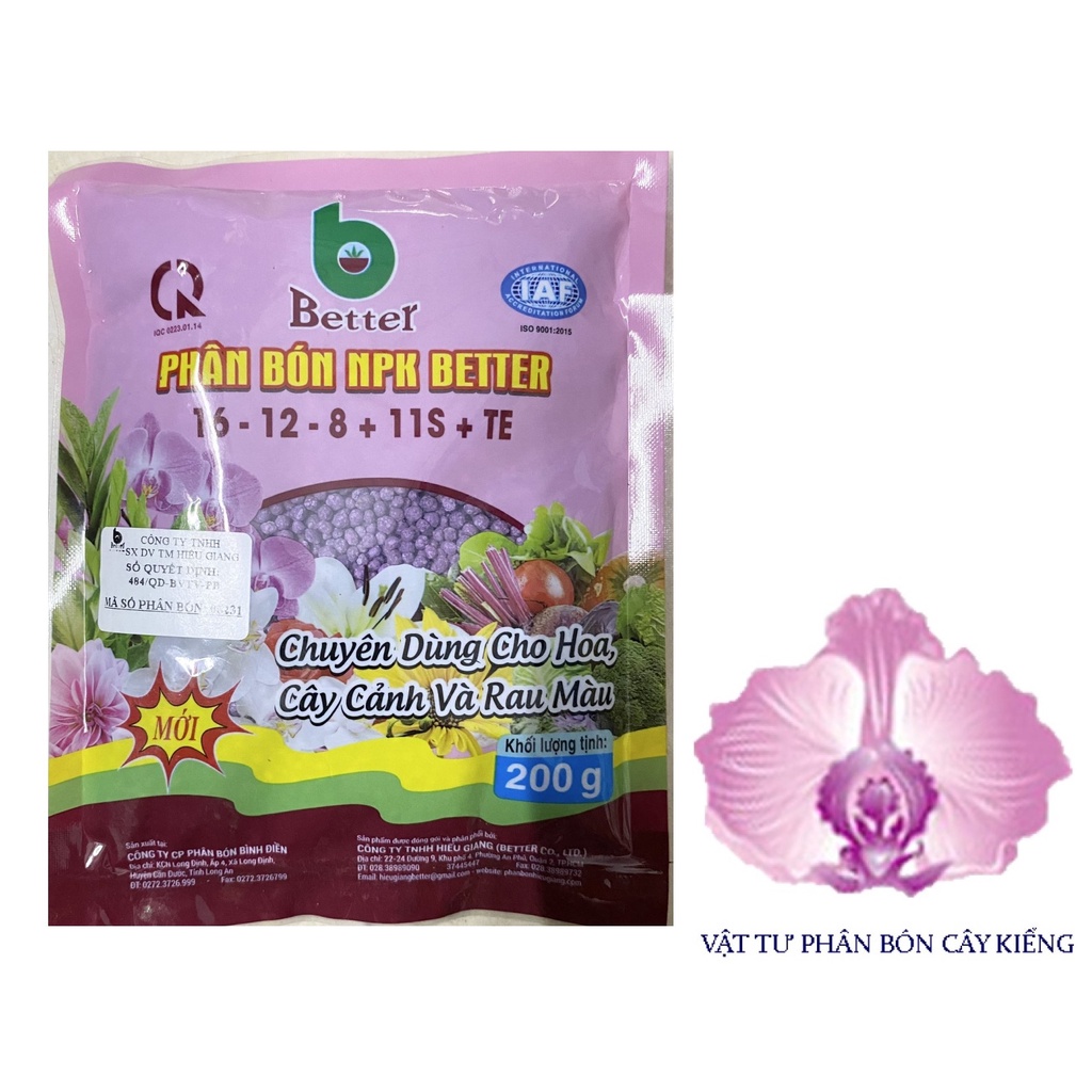 Phân Bón NPK Cao Cấp Better Tím 16-12-8-11 + TE - #124A# 200g