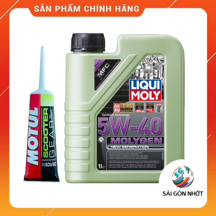 Nhớt Tổng Hợp LIQUI MOLY MOLYGEN 5W40 + Nhớt hộp số (nhớt Lap) Motul Scooter Gear plus 120ml