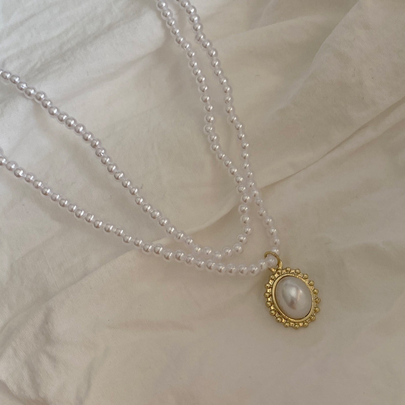 Dây Chuyền Hai Lớp Gắn Ngọc Trai Phong Cách Hàn Quốc 19804