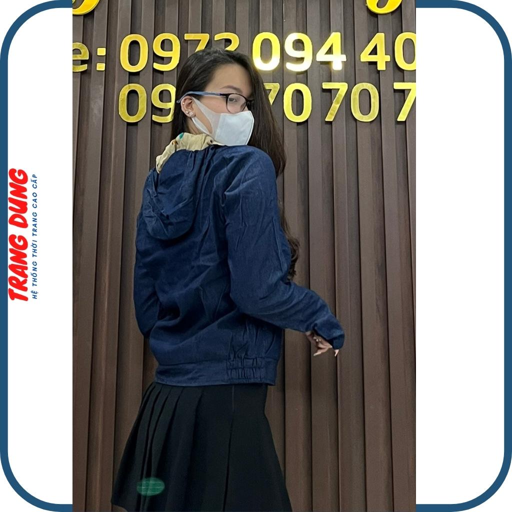 Áo khoác chống nắng vải bò jean 2 lớp cao cấp, lớp trong vải lanh nhung mềm mại, thấm hút mồ hôi.-Tặng Khẩu trang cotton