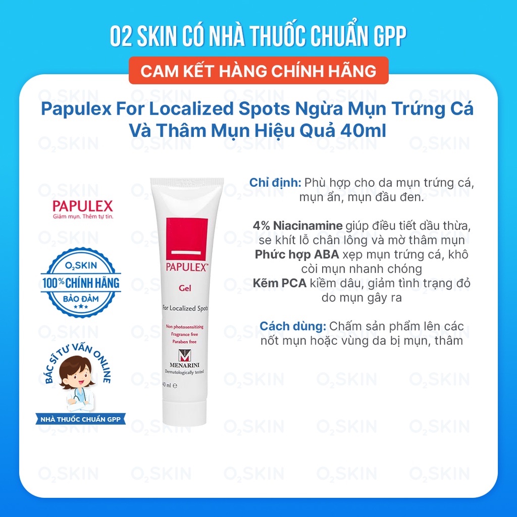 Papulex For Localized Spots Giảm Sưng, Ngừa Mụn Trứng Cá Đến Từ Pháp 40ml