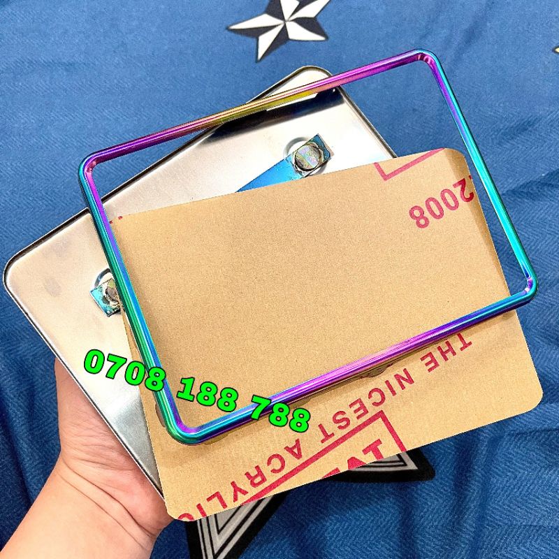 Khung biển số Xe Máy Titan, 7 màu, vàng, inox  - khung biển số xe máy