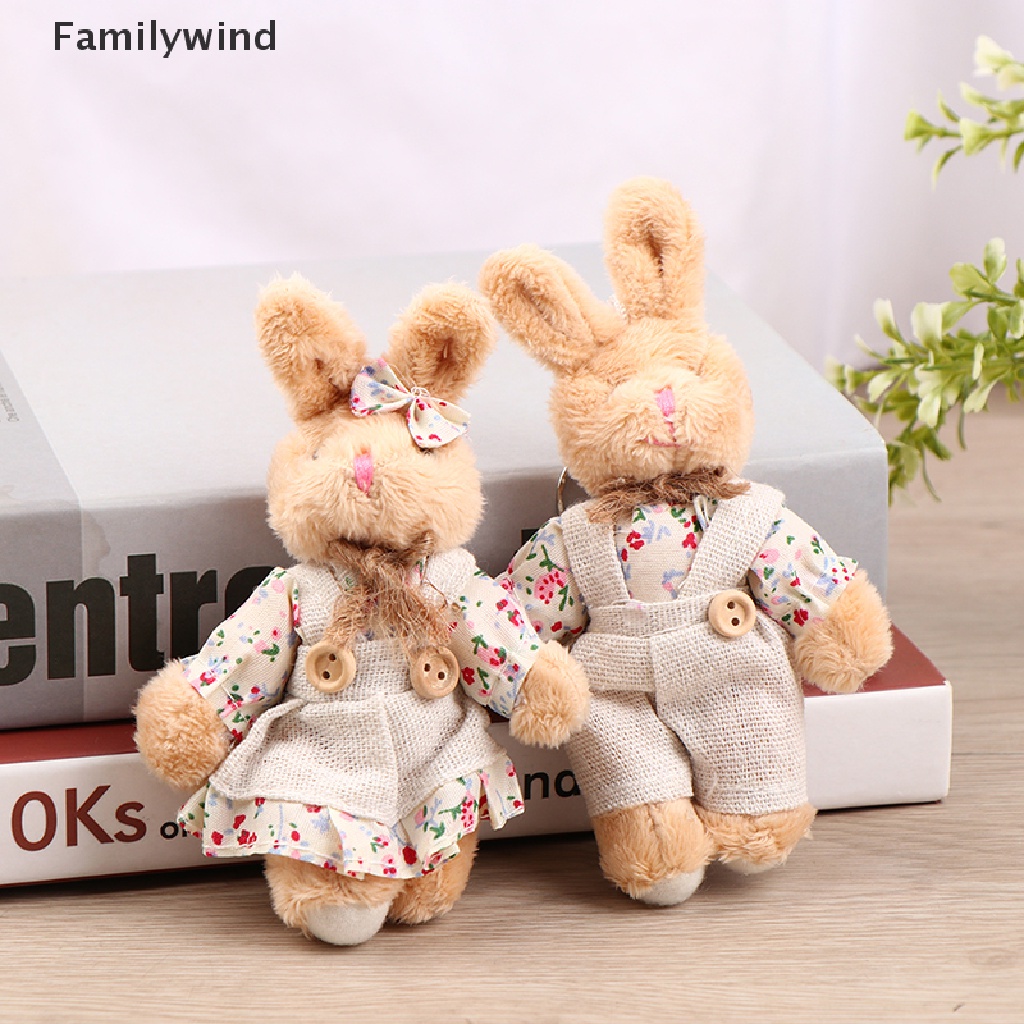 Móc Khóa Hình Thỏ / Gấu Vải Lanh Dễ Thương Cho Cặp Đôi