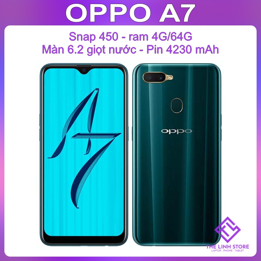 [Mã 2611DIENTU500K hoàn 7% đơn 300K] Điện thoại OPPO A7 màn 6.2 giọt nước - Snap 450 ram 4G 64G